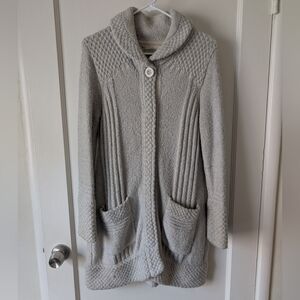 Prana Light Gray Shawl Collar Knit Cardigan